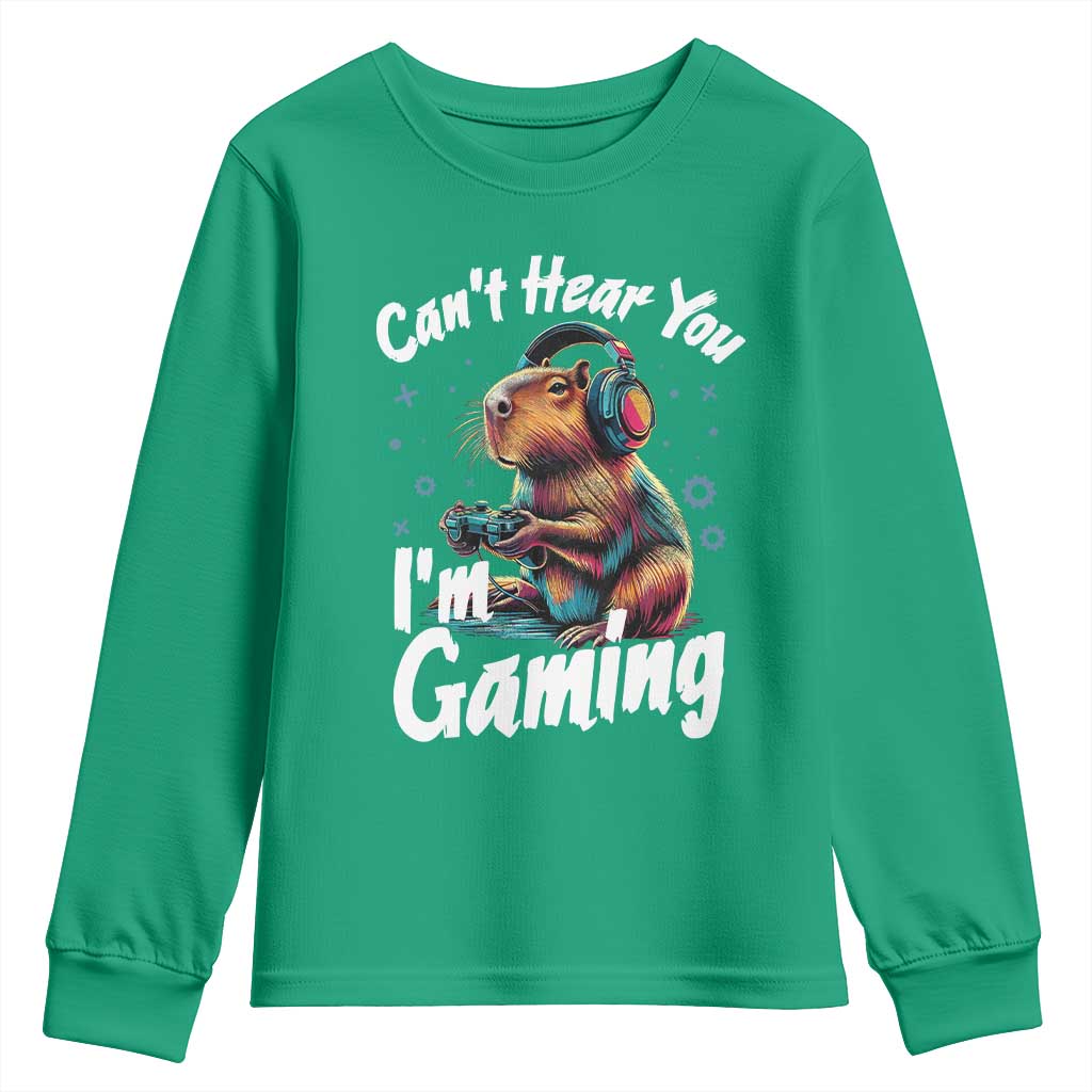 Funny Gamer Capybara Youth Sweatshirt Can Not Hear You I Am Gaming - Wonder Print Shop