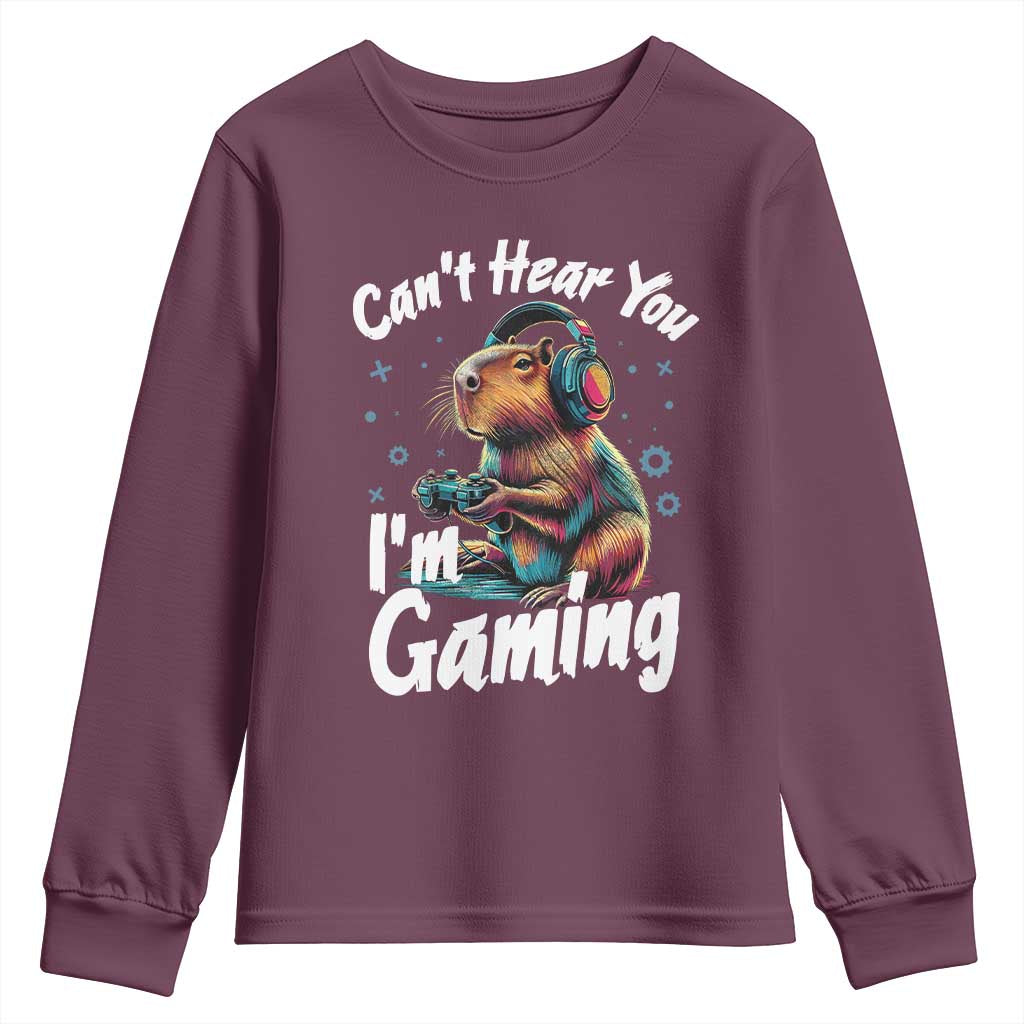 Funny Gamer Capybara Youth Sweatshirt Can Not Hear You I Am Gaming - Wonder Print Shop