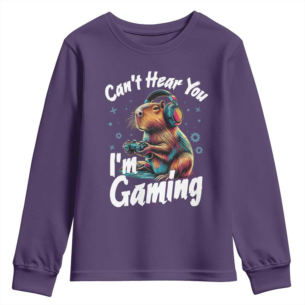 Funny Gamer Capybara Youth Sweatshirt Can Not Hear You I Am Gaming - Wonder Print Shop