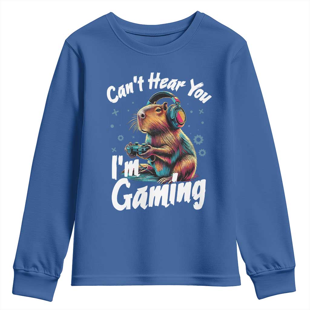 Funny Gamer Capybara Youth Sweatshirt Can Not Hear You I Am Gaming - Wonder Print Shop