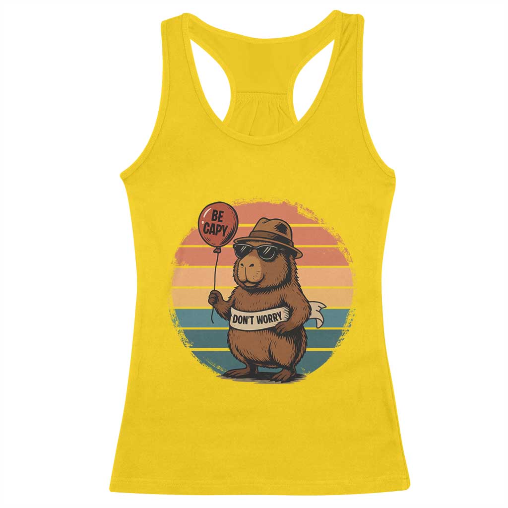 Funny Capybara Racerback Tank Top Be Capy Do Not Worry For Animal Lovers - Wonder Print Shop