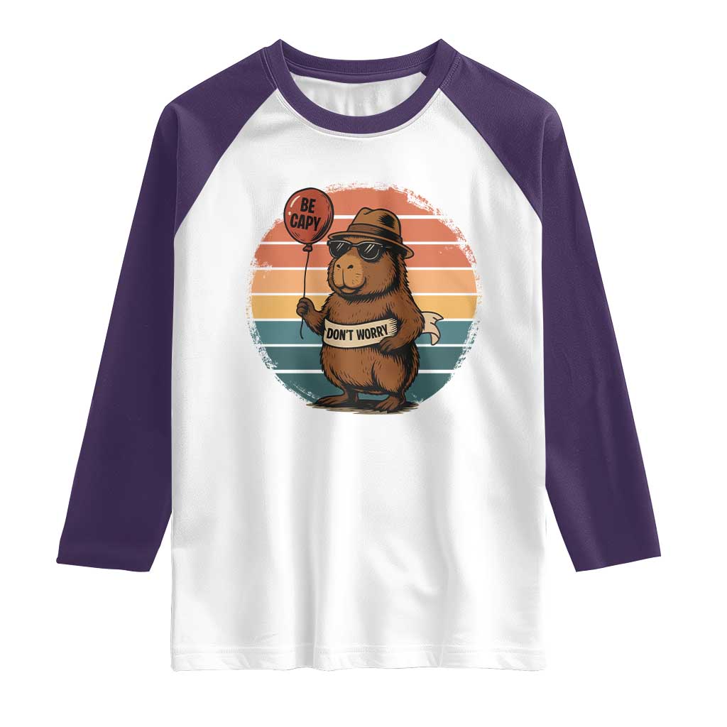Funny Capybara Raglan Shirt Be Capy Do Not Worry For Animal Lovers - Wonder Print Shop