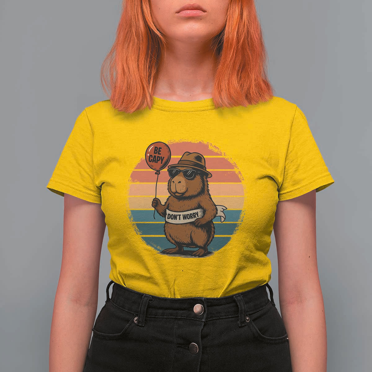Funny Capybara T Shirt For Women Be Capy Do Not Worry For Animal Lovers - Wonder Print Shop