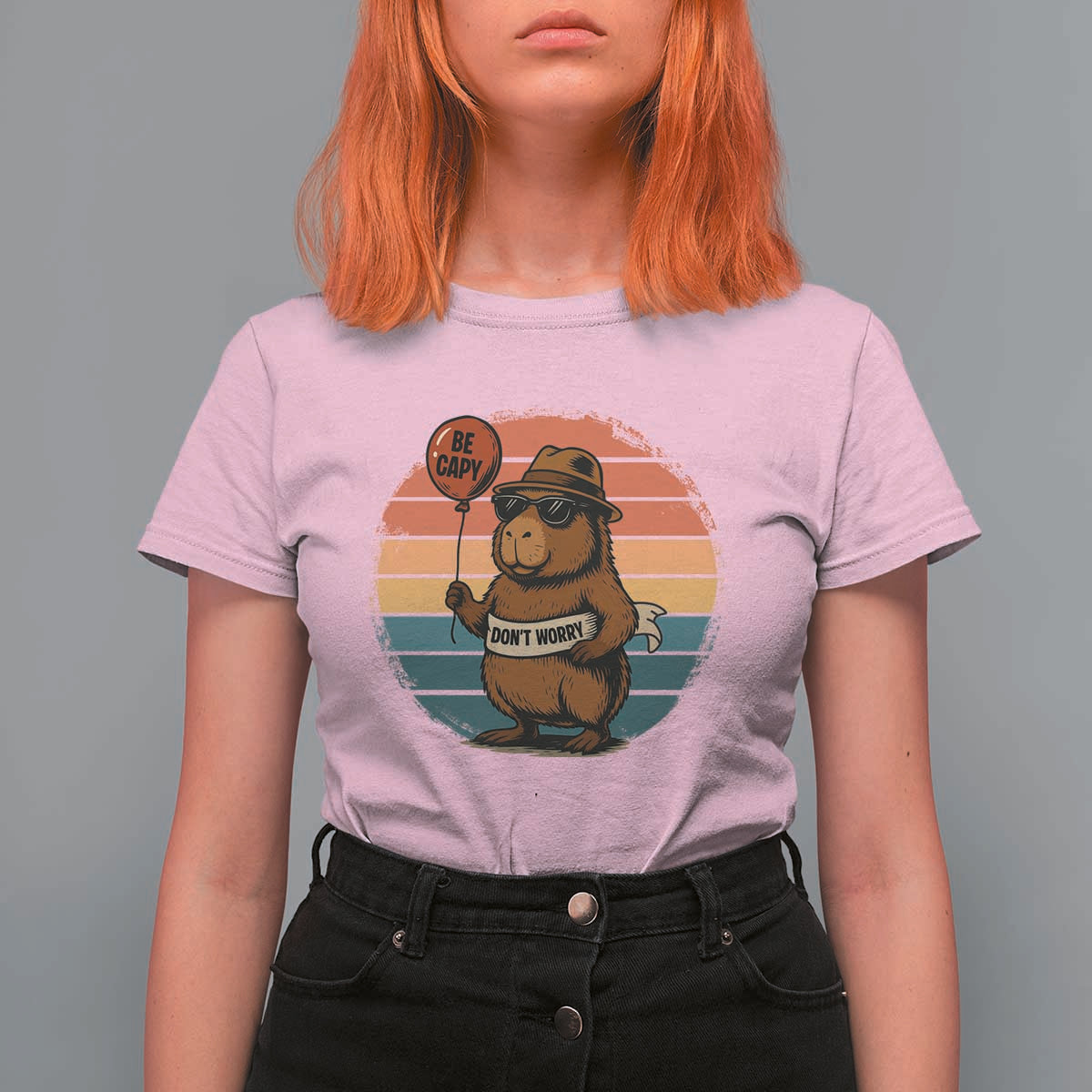Funny Capybara T Shirt For Women Be Capy Do Not Worry For Animal Lovers - Wonder Print Shop