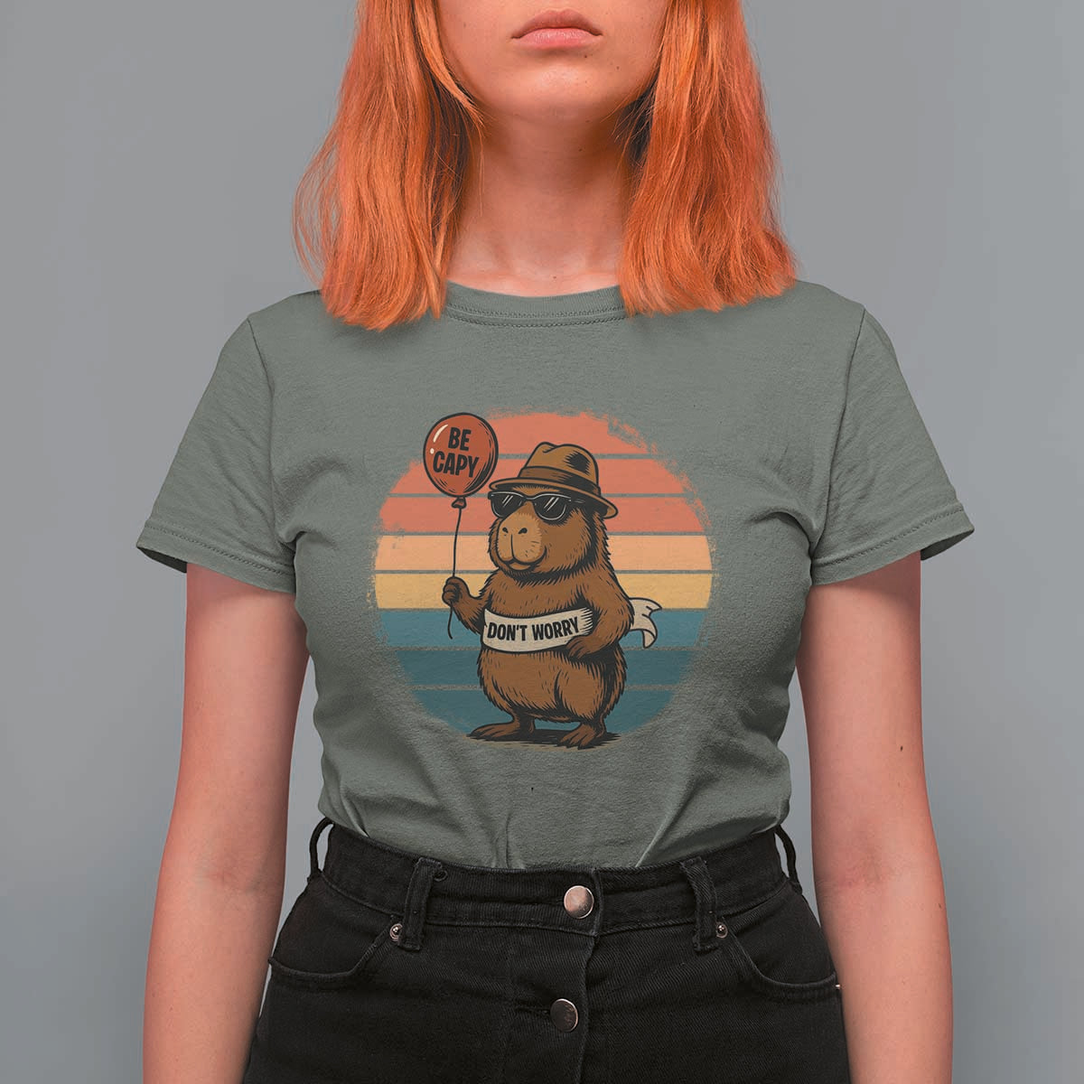 Funny Capybara T Shirt For Women Be Capy Do Not Worry For Animal Lovers - Wonder Print Shop