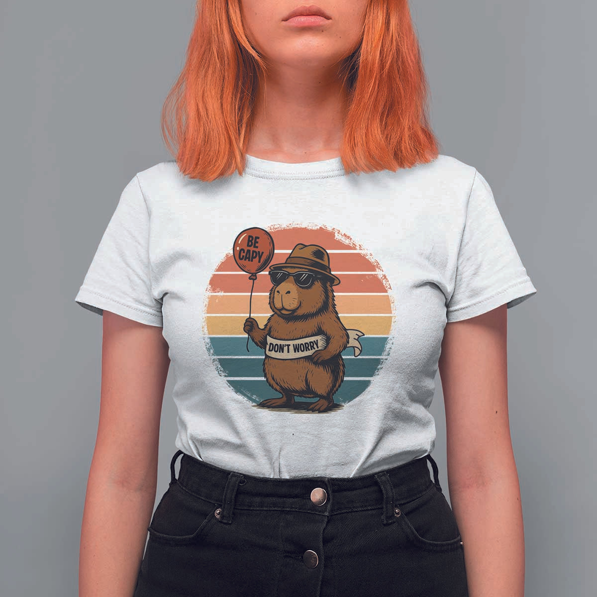 Funny Capybara T Shirt For Women Be Capy Do Not Worry For Animal Lovers - Wonder Print Shop