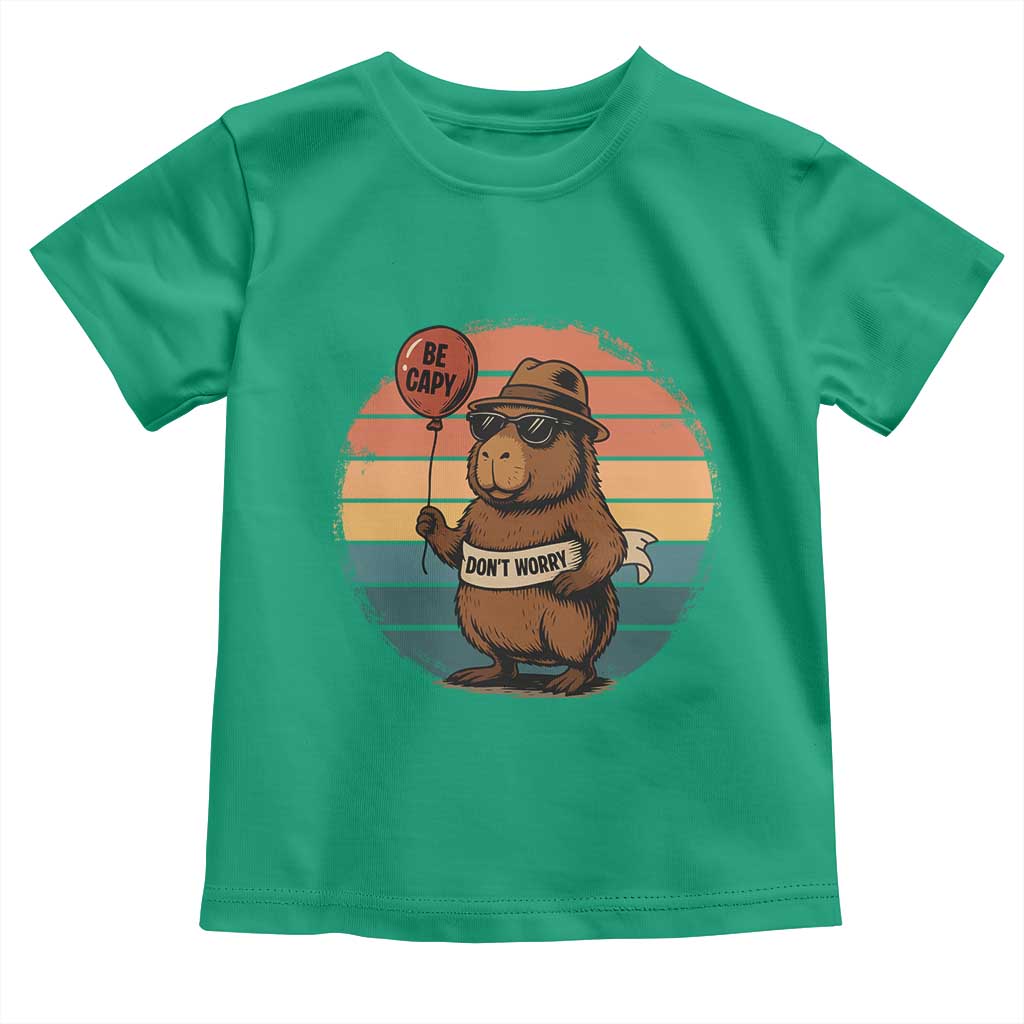 Funny Capybara Toddler T Shirt Be Capy Do Not Worry For Animal Lovers - Wonder Print Shop