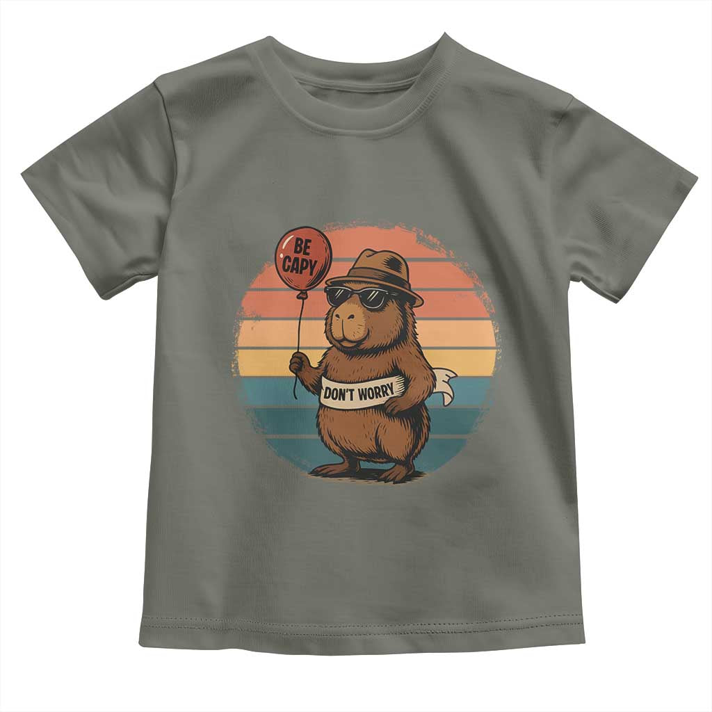 Funny Capybara Toddler T Shirt Be Capy Do Not Worry For Animal Lovers - Wonder Print Shop