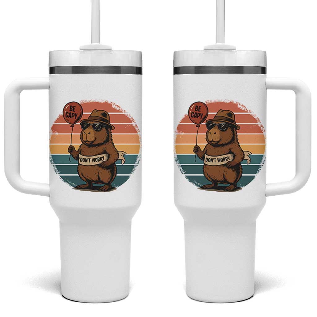 Funny Capybara Tumbler With Handle Be Capy Do Not Worry For Animal Lovers