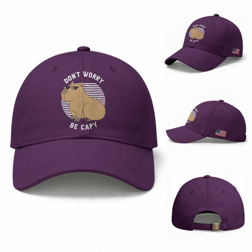 Funny Capybara Baseball Cap Do Not Worry Be Capy Chill Animal Lover Gift