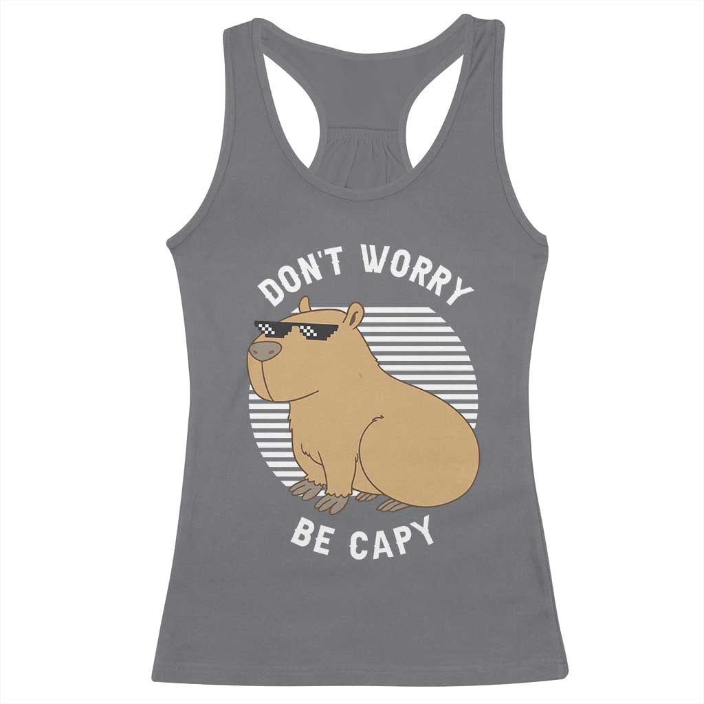 Funny Capybara Racerback Tank Top Do Not Worry Be Capy Chill Animal Lover Gift - Wonder Print Shop