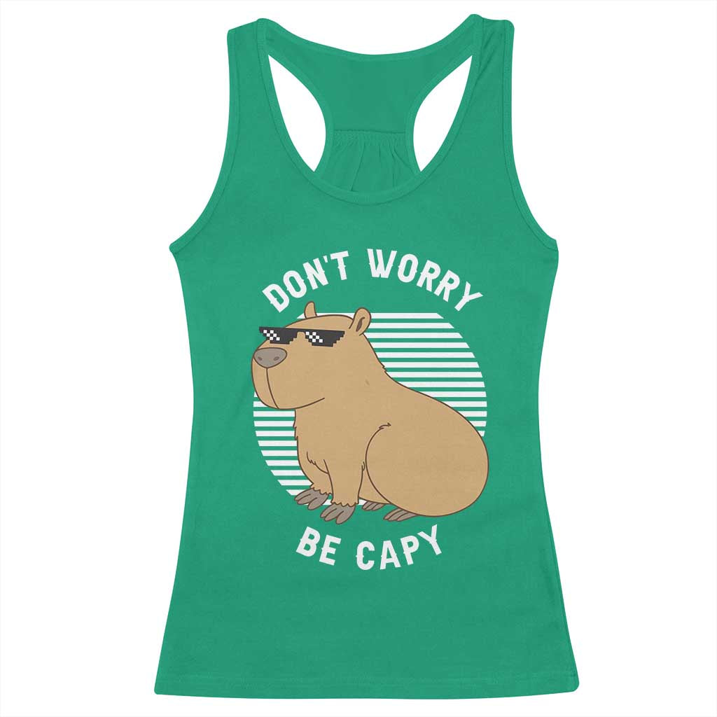 Funny Capybara Racerback Tank Top Do Not Worry Be Capy Chill Animal Lover Gift - Wonder Print Shop