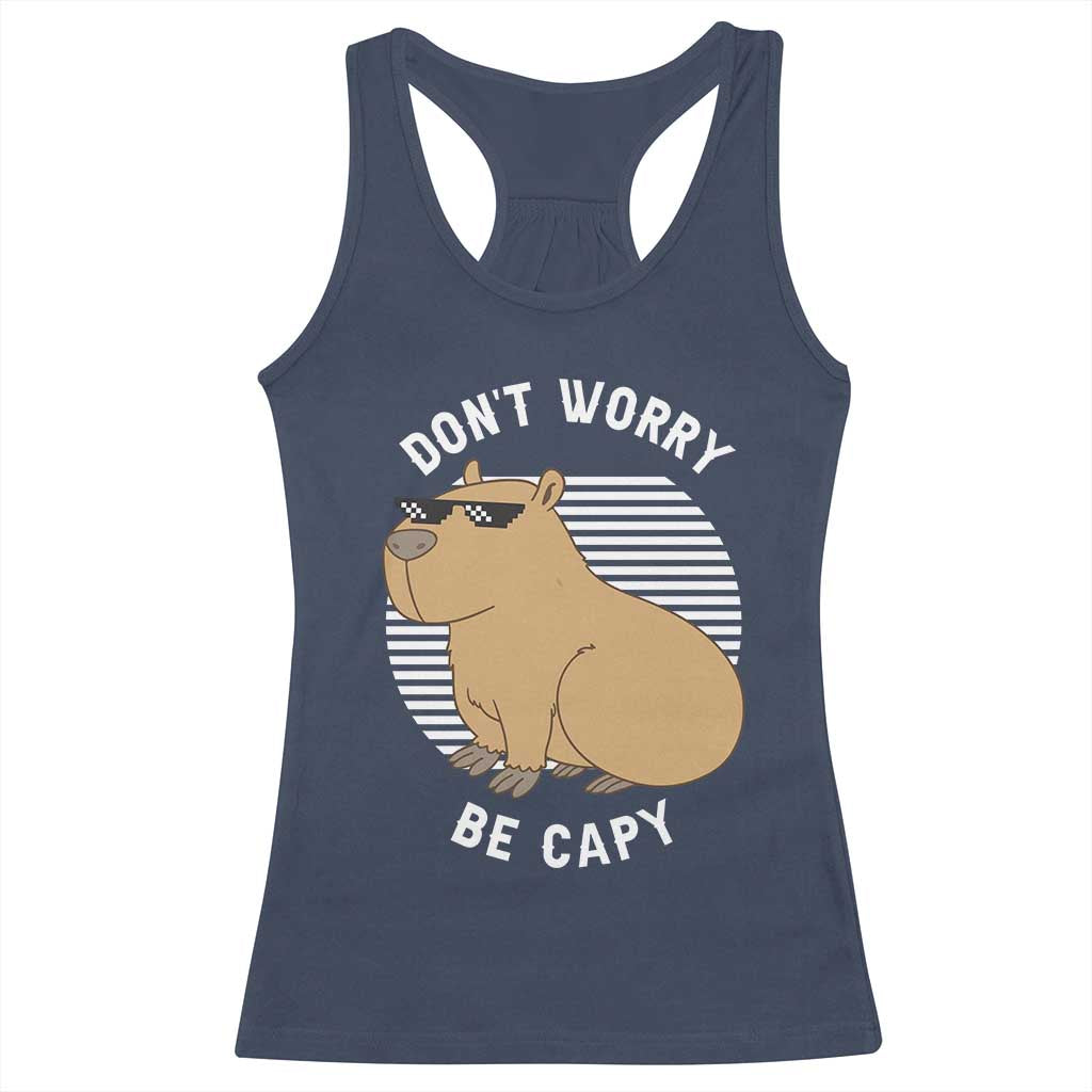 Funny Capybara Racerback Tank Top Do Not Worry Be Capy Chill Animal Lover Gift - Wonder Print Shop