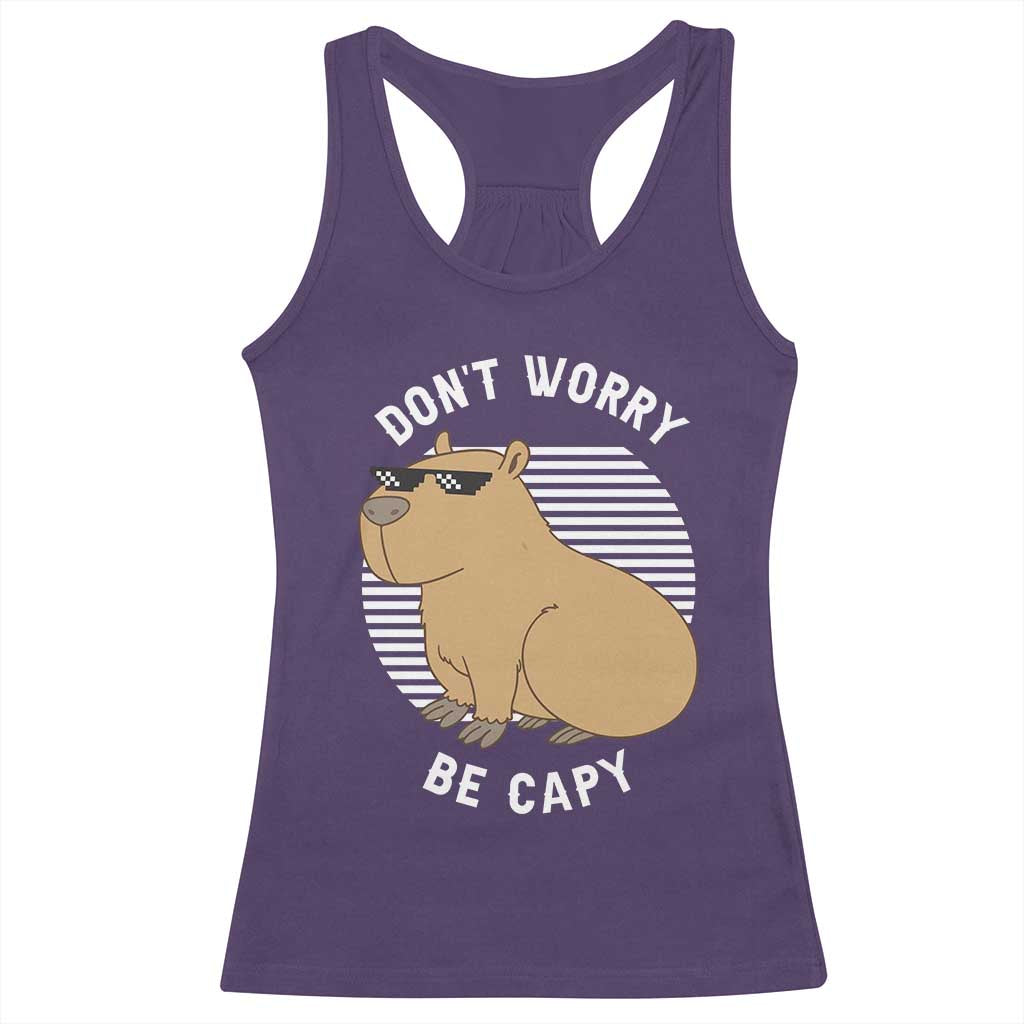 Funny Capybara Racerback Tank Top Do Not Worry Be Capy Chill Animal Lover Gift - Wonder Print Shop