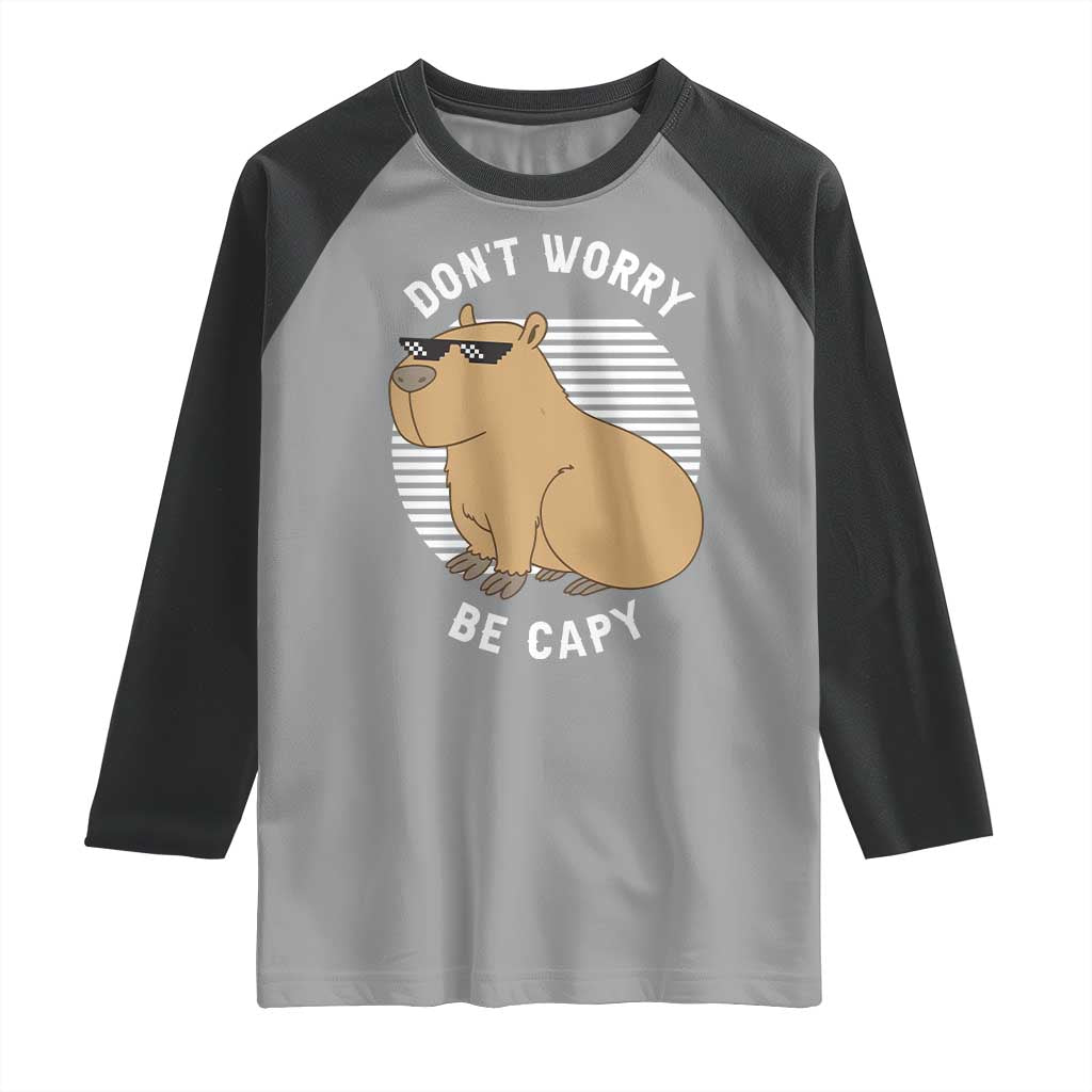 Funny Capybara Raglan Shirt Do Not Worry Be Capy Chill Animal Lover Gift - Wonder Print Shop