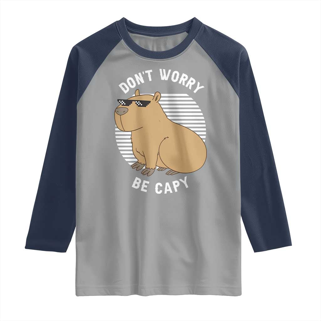 Funny Capybara Raglan Shirt Do Not Worry Be Capy Chill Animal Lover Gift - Wonder Print Shop