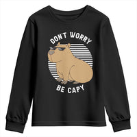 Funny Capybara Youth Sweatshirt Do Not Worry Be Capy Chill Animal Lover Gift - Wonder Print Shop