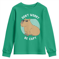 Funny Capybara Youth Sweatshirt Do Not Worry Be Capy Chill Animal Lover Gift - Wonder Print Shop