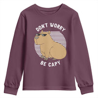 Funny Capybara Youth Sweatshirt Do Not Worry Be Capy Chill Animal Lover Gift - Wonder Print Shop