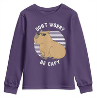 Funny Capybara Youth Sweatshirt Do Not Worry Be Capy Chill Animal Lover Gift - Wonder Print Shop