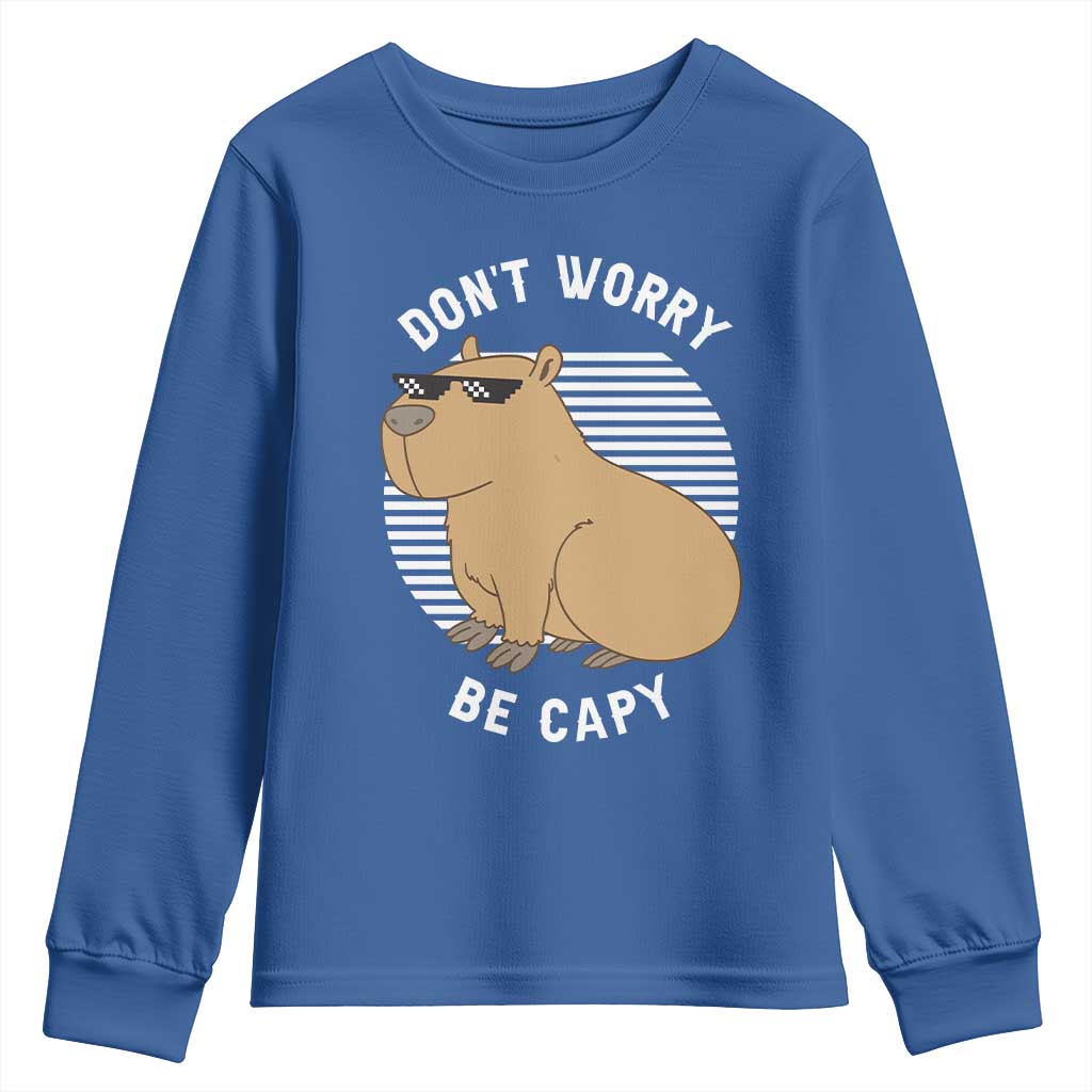 Funny Capybara Youth Sweatshirt Do Not Worry Be Capy Chill Animal Lover Gift - Wonder Print Shop