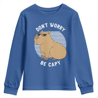 Funny Capybara Youth Sweatshirt Do Not Worry Be Capy Chill Animal Lover Gift - Wonder Print Shop