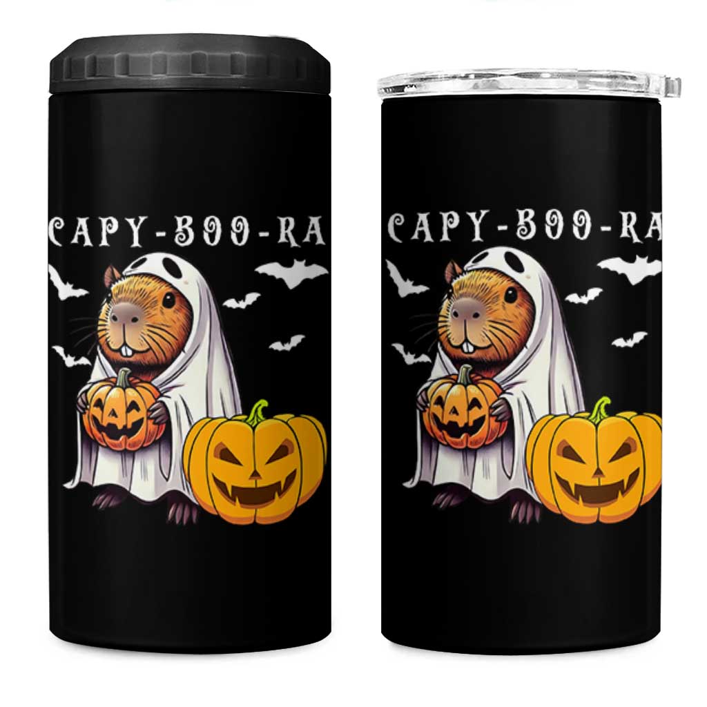 Funny Halloween Capy Boo Ra 4 in 1 Can Cooler Tumbler Cute Capybara Boo Ghost