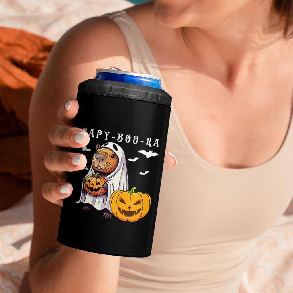 Funny Halloween Capy Boo Ra 4 in 1 Can Cooler Tumbler Cute Capybara Boo Ghost