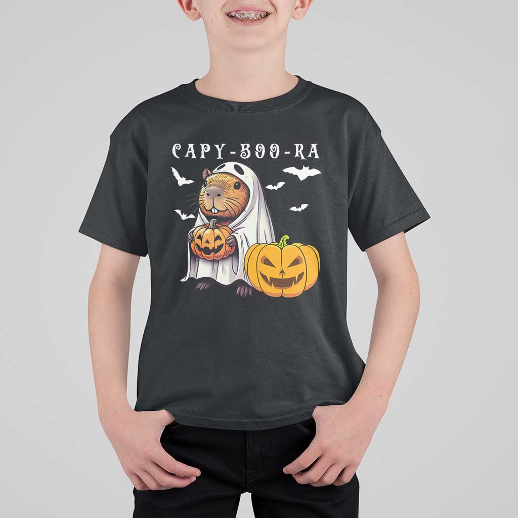 Funny Halloween Capy Boo Ra T Shirt For Kid Cute Capybara Boo Ghost - Wonder Print Shop