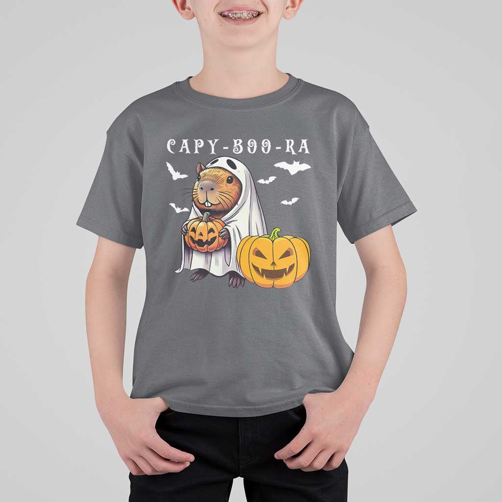 Funny Halloween Capy Boo Ra T Shirt For Kid Cute Capybara Boo Ghost - Wonder Print Shop