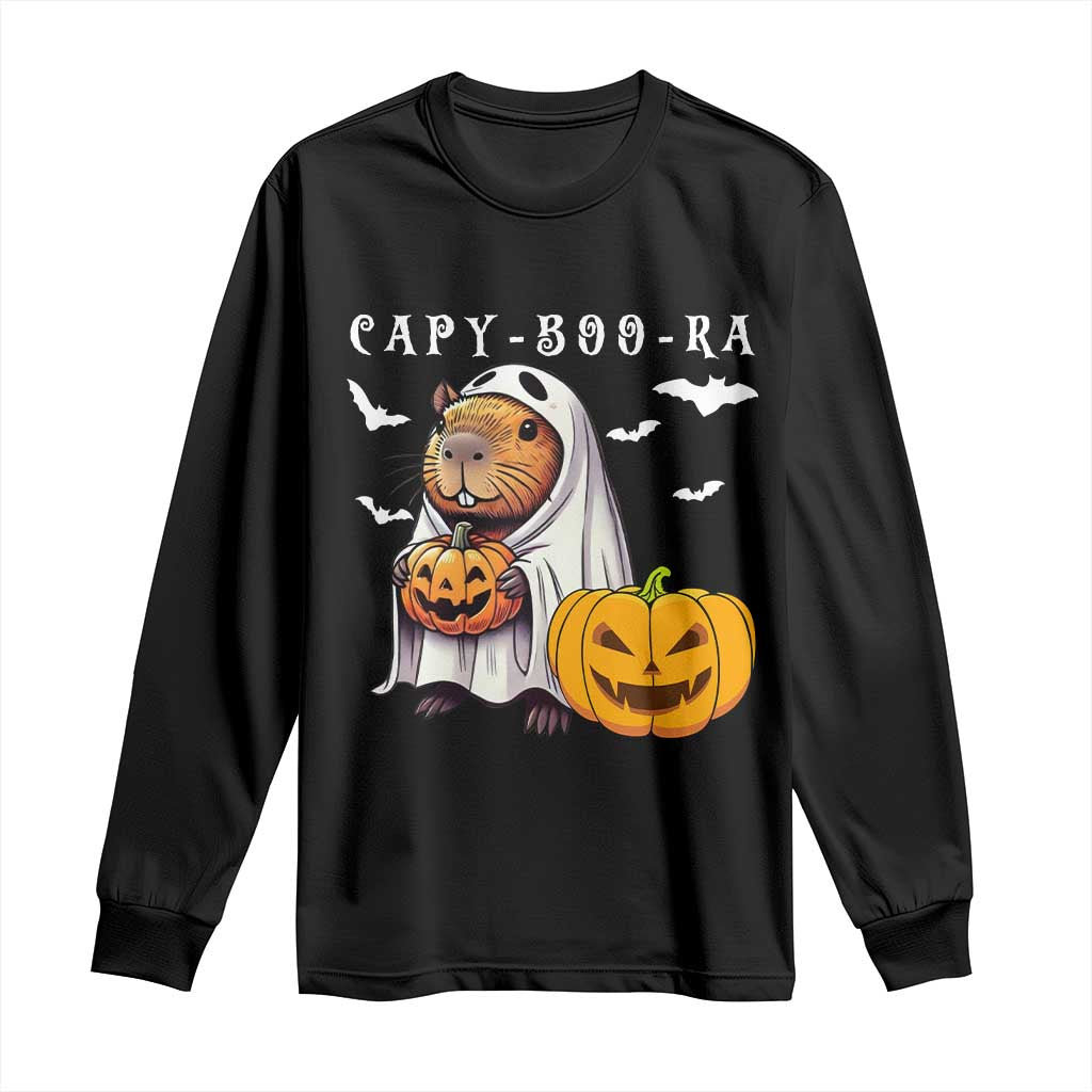 Funny Halloween Capy Boo Ra Long Sleeve Shirt Cute Capybara Boo Ghost - Wonder Print Shop