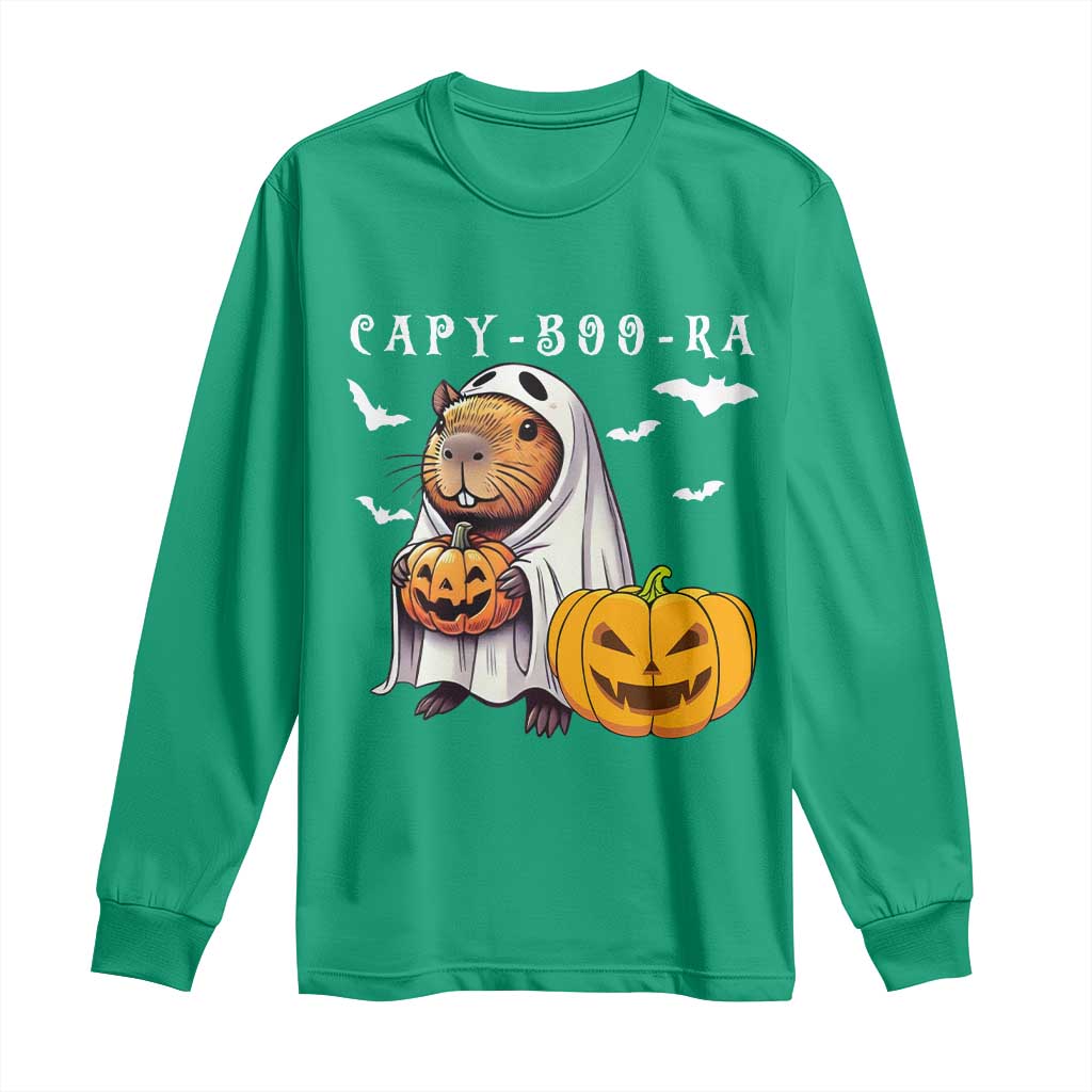 Funny Halloween Capy Boo Ra Long Sleeve Shirt Cute Capybara Boo Ghost - Wonder Print Shop