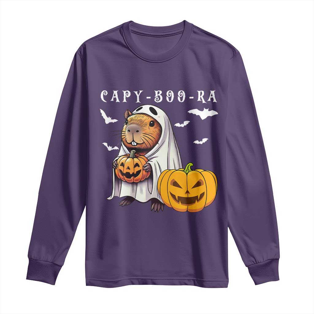 Funny Halloween Capy Boo Ra Long Sleeve Shirt Cute Capybara Boo Ghost - Wonder Print Shop