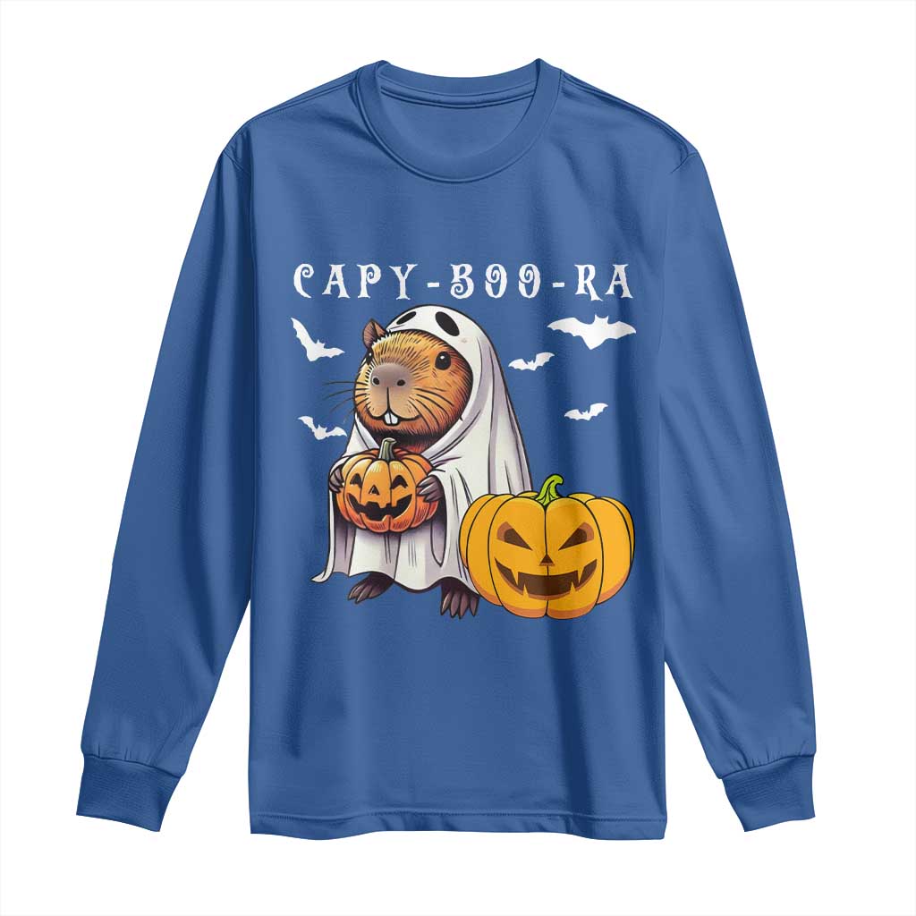 Funny Halloween Capy Boo Ra Long Sleeve Shirt Cute Capybara Boo Ghost - Wonder Print Shop