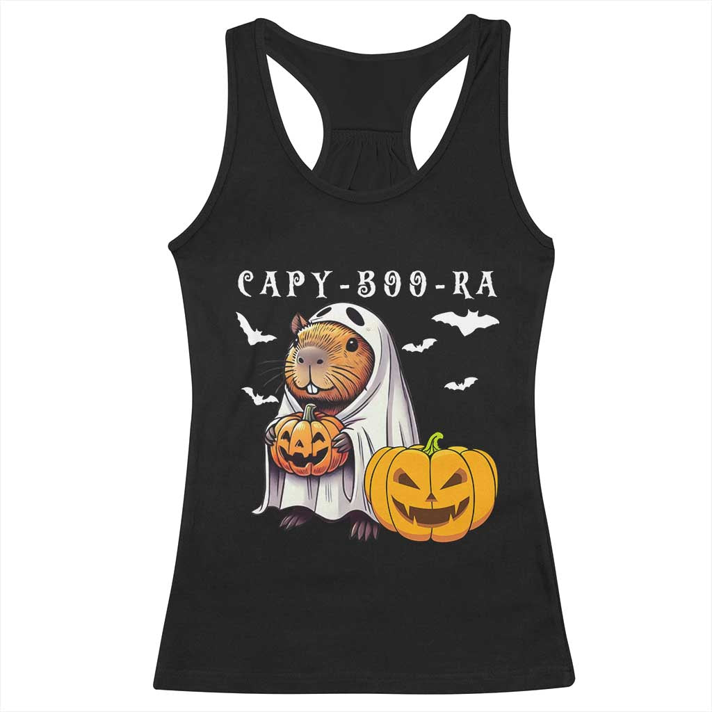 Funny Halloween Capy Boo Ra Racerback Tank Top Cute Capybara Boo Ghost - Wonder Print Shop