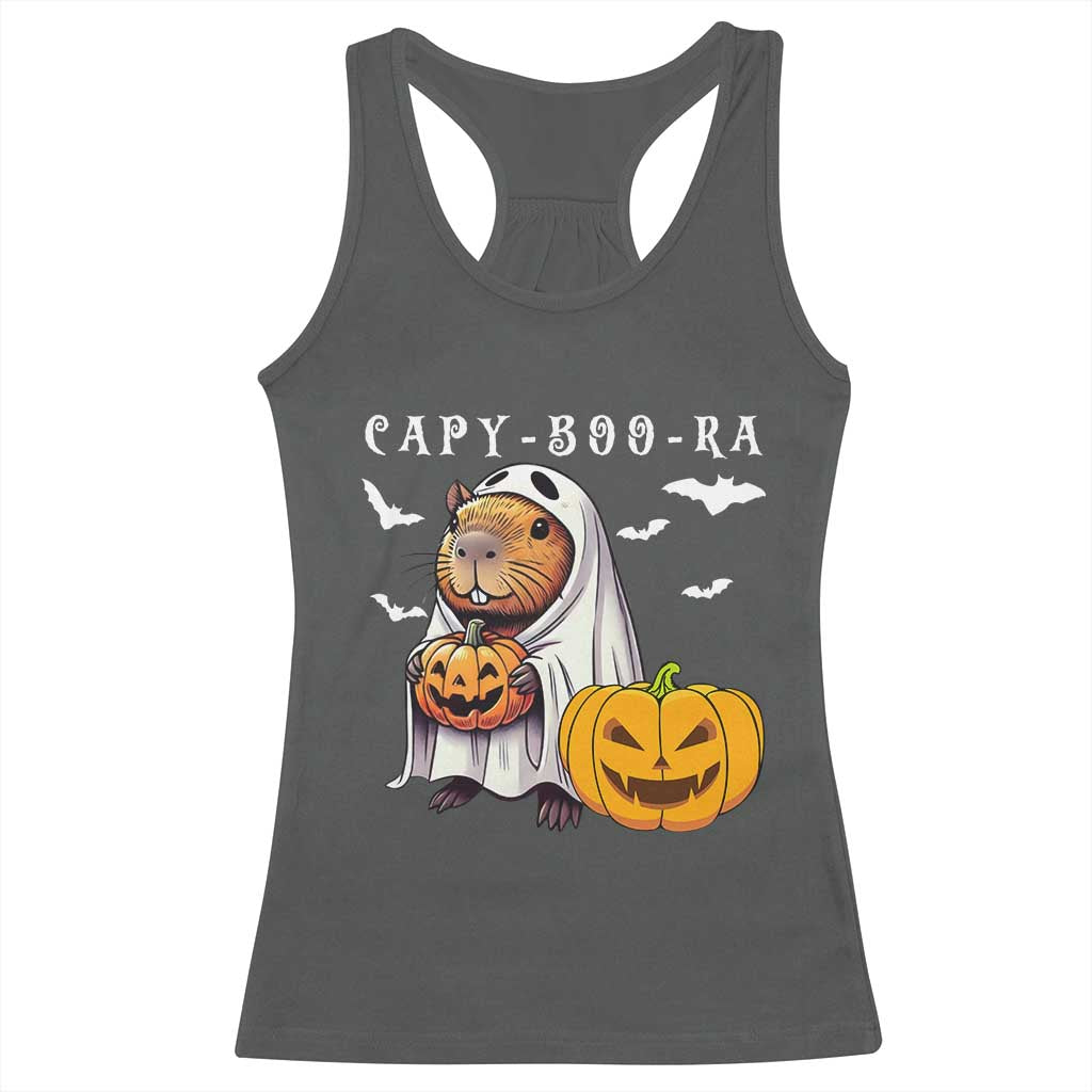 Funny Halloween Capy Boo Ra Racerback Tank Top Cute Capybara Boo Ghost - Wonder Print Shop