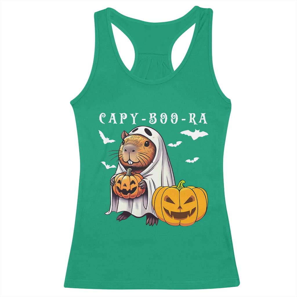 Funny Halloween Capy Boo Ra Racerback Tank Top Cute Capybara Boo Ghost - Wonder Print Shop