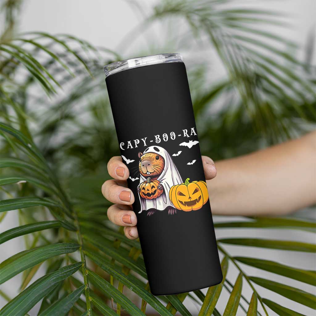 Funny Halloween Capy Boo Ra Skinny Tumbler Cute Capybara Boo Ghost