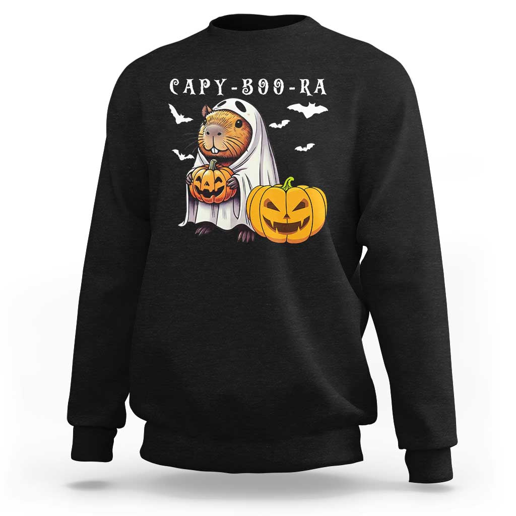 Funny Halloween Capy Boo Ra Sweatshirt Cute Capybara Boo Ghost - Wonder Print Shop