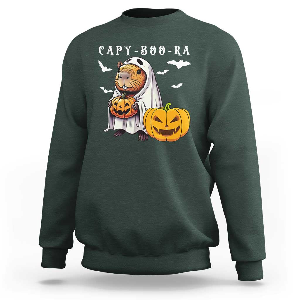 Funny Halloween Capy Boo Ra Sweatshirt Cute Capybara Boo Ghost - Wonder Print Shop