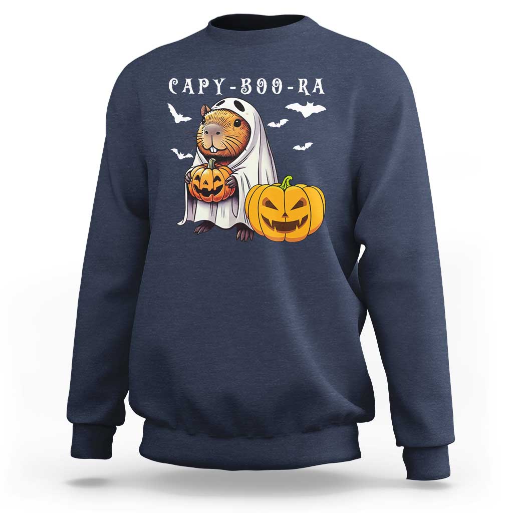 Funny Halloween Capy Boo Ra Sweatshirt Cute Capybara Boo Ghost - Wonder Print Shop