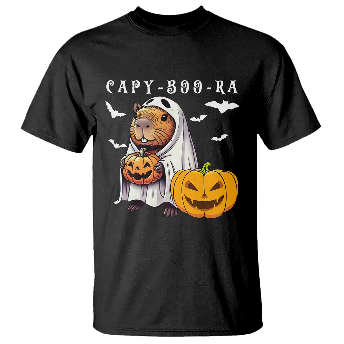 Funny Halloween Capy Boo Ra T Shirt Cute Capybara Boo Ghost - Wonder Print Shop