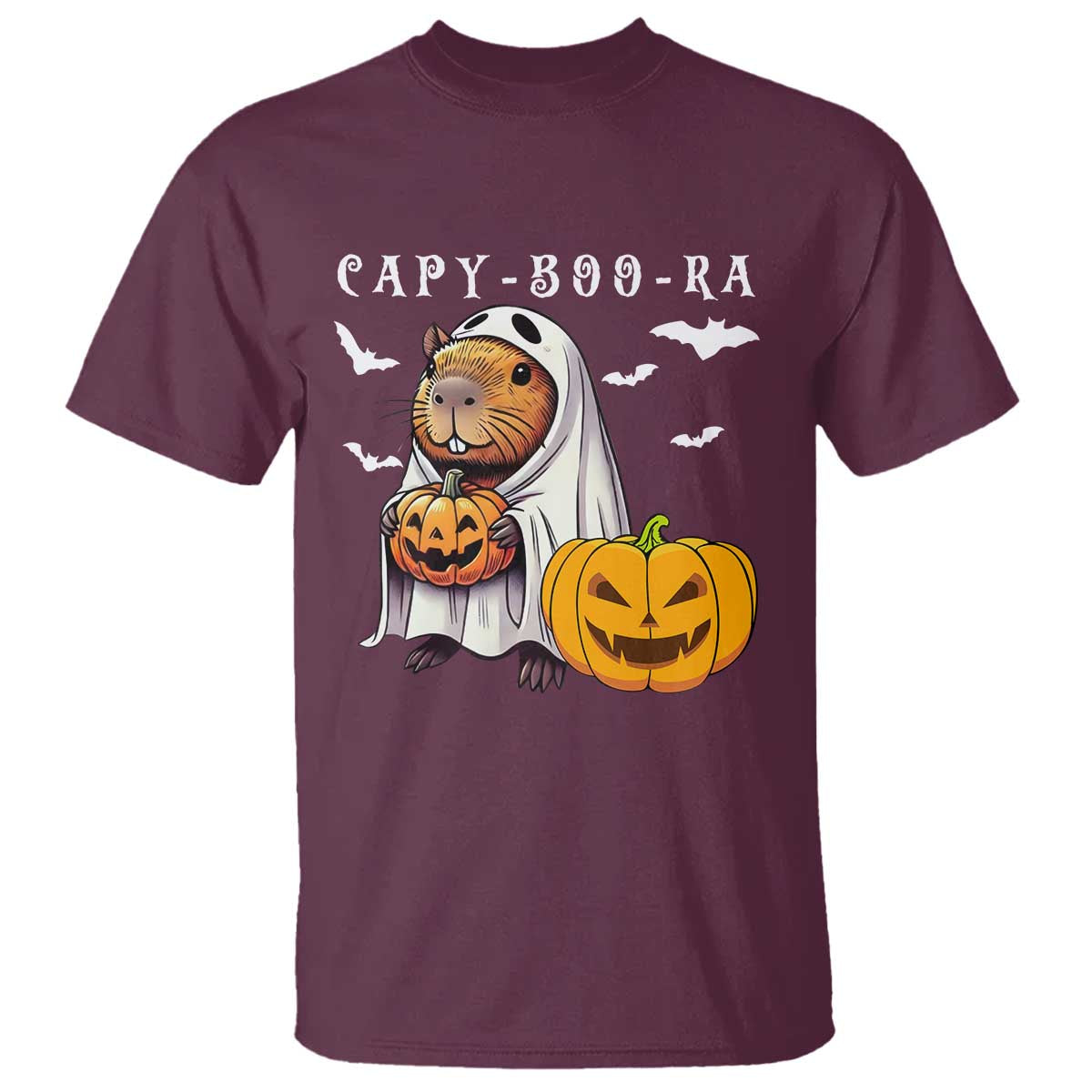 Funny Halloween Capy Boo Ra T Shirt Cute Capybara Boo Ghost - Wonder Print Shop