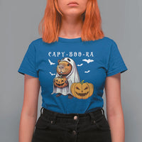 Funny Halloween Capy Boo Ra T Shirt For Women Cute Capybara Boo Ghost - Wonder Print Shop
