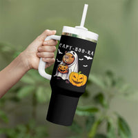 Funny Halloween Capy Boo Ra Tumbler With Handle Cute Capybara Boo Ghost