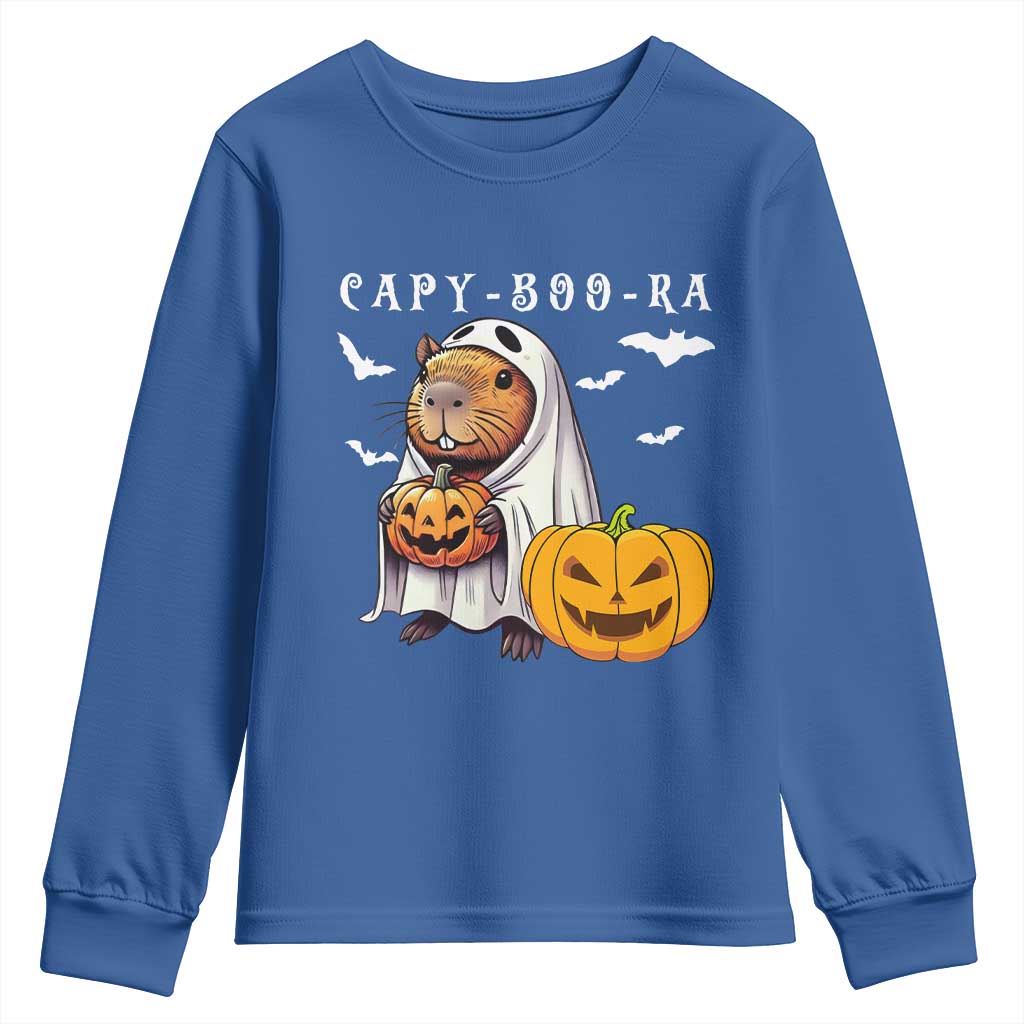 Funny Halloween Capy Boo Ra Youth Sweatshirt Cute Capybara Boo Ghost - Wonder Print Shop