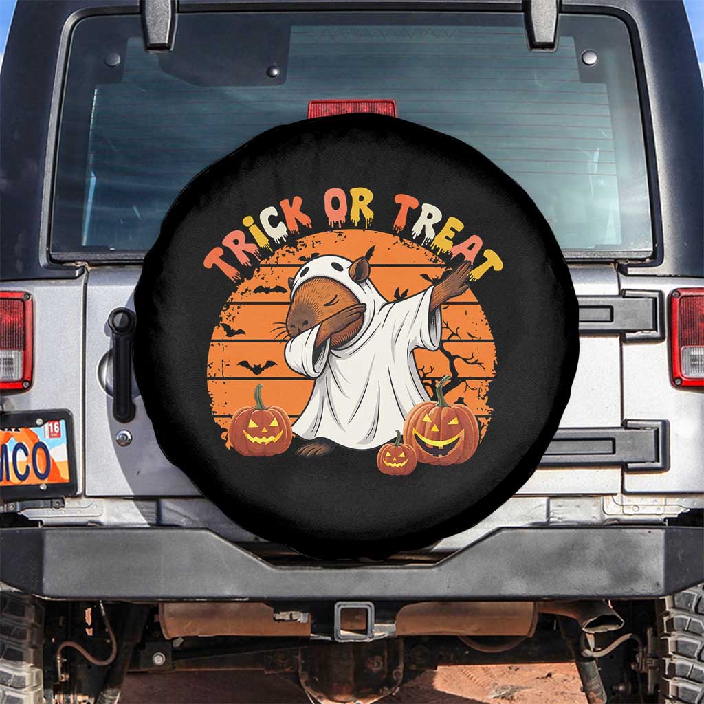 Funny Capybara Halloween Spare Tire Cover Trick Or Treat Cute Cappy Boo Ghost - Wonder Print Shop