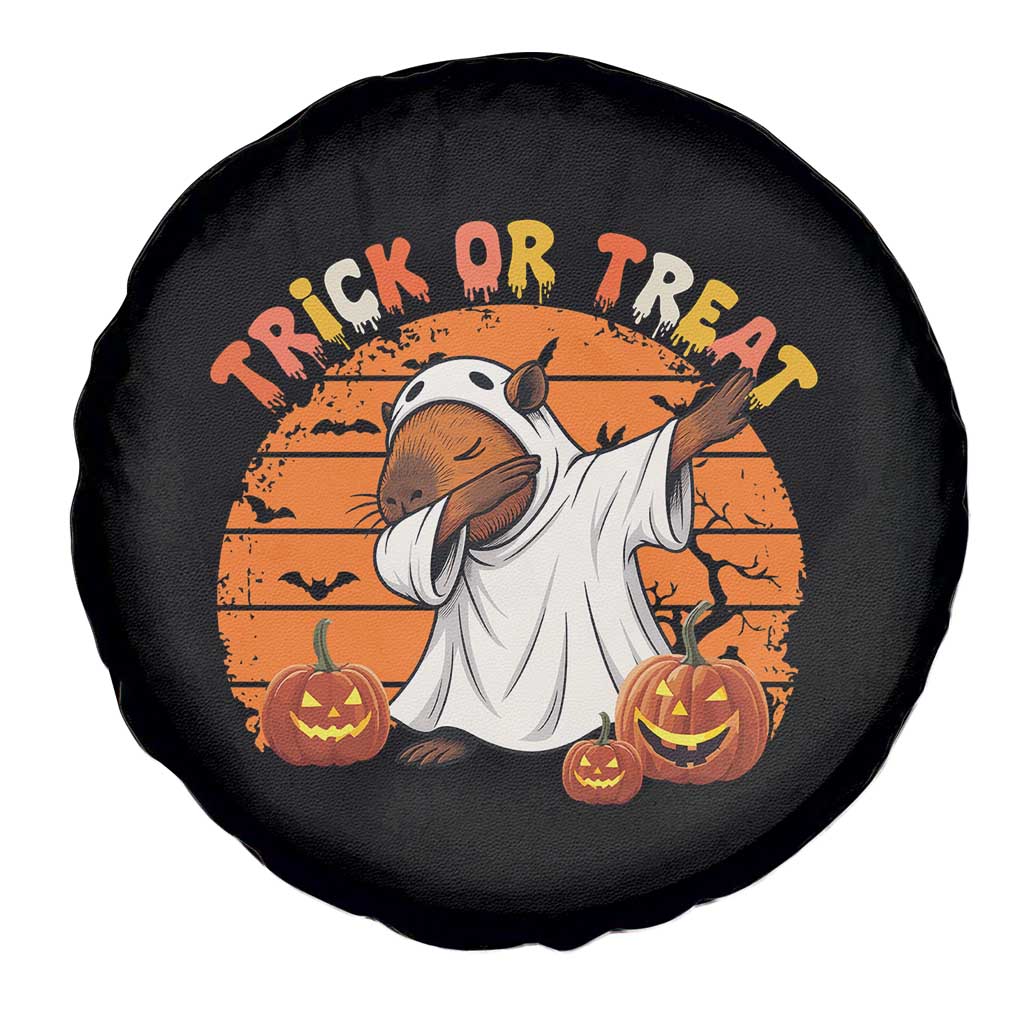 Funny Capybara Halloween Spare Tire Cover Trick Or Treat Cute Cappy Boo Ghost - Wonder Print Shop