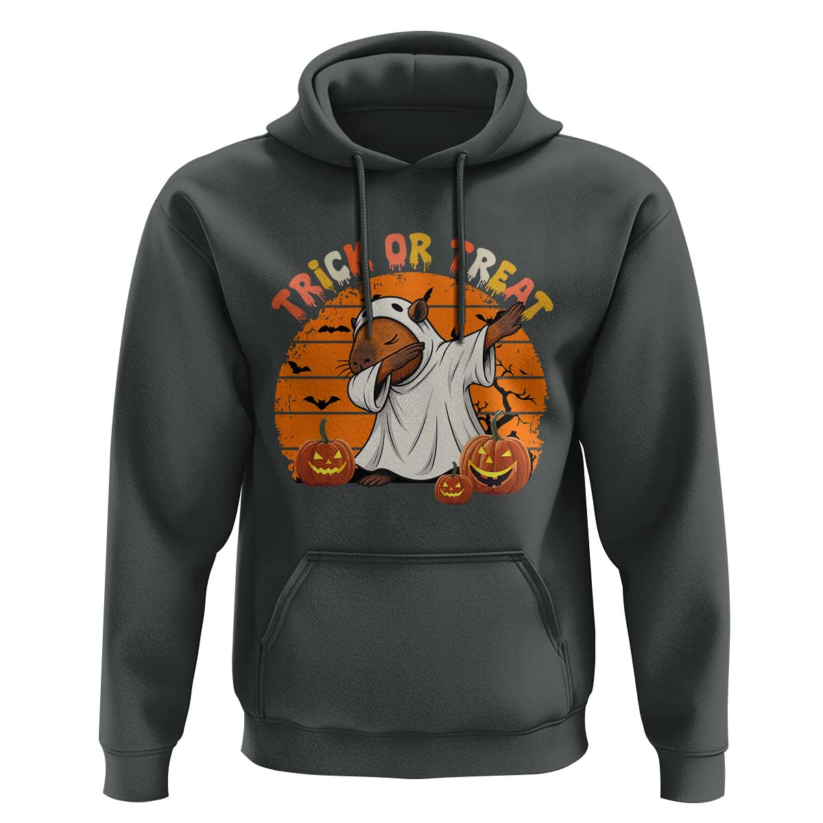 Funny Capybara Halloween Hoodie Trick Or Treat Cute Cappy Boo Ghost - Wonder Print Shop