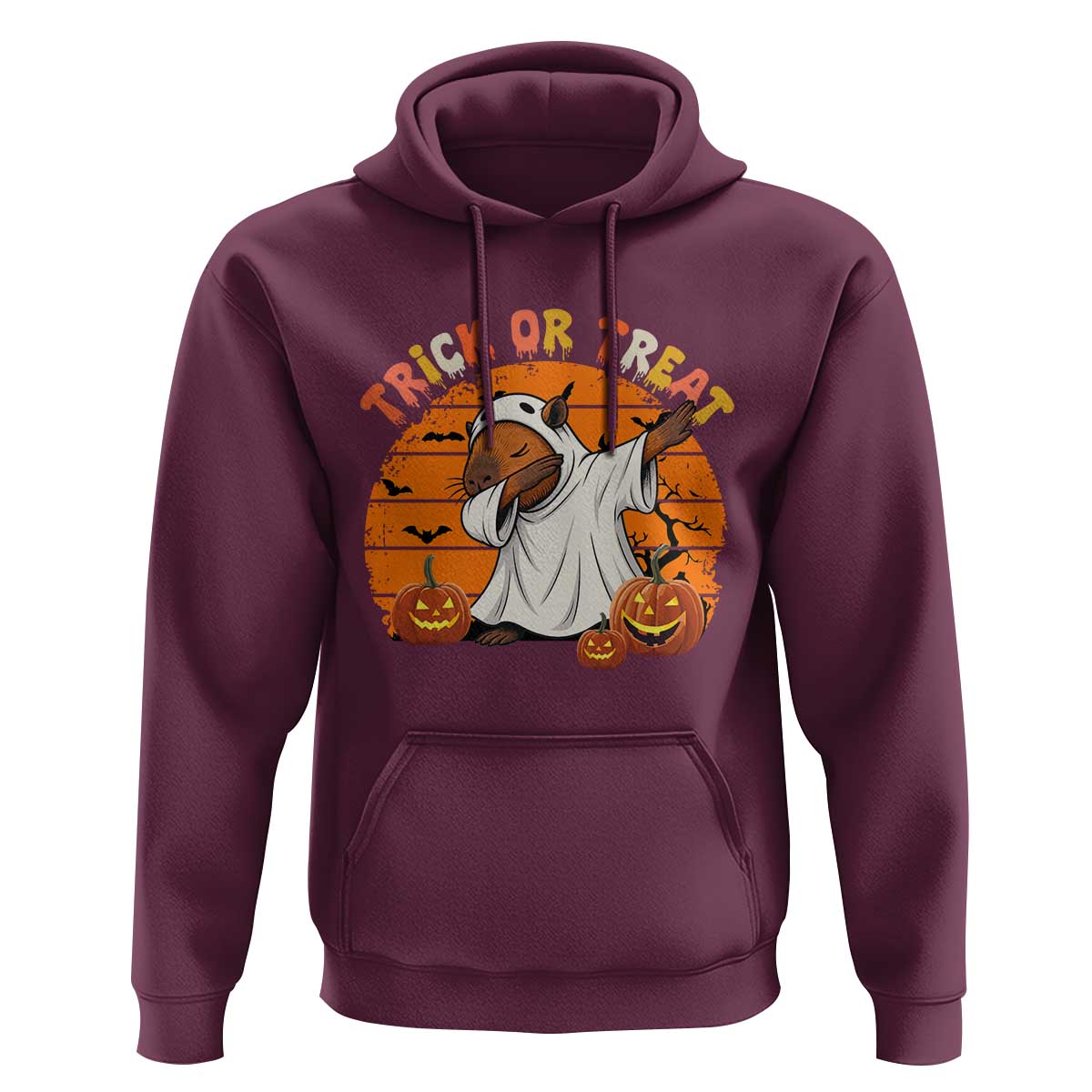 Funny Capybara Halloween Hoodie Trick Or Treat Cute Cappy Boo Ghost - Wonder Print Shop